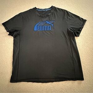 Puma Black T-Shirt with Blue Logo Emblem